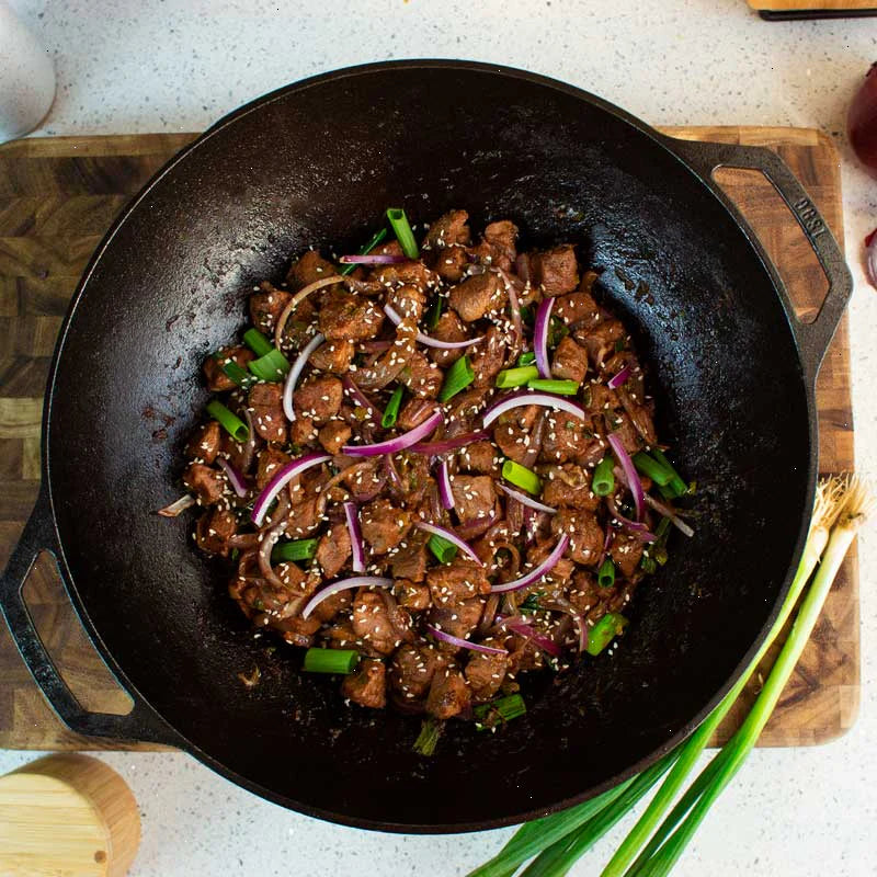 14 Inch Seasoned Cast Iron Wok