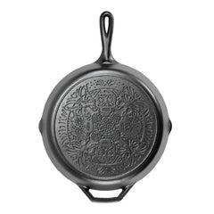 12 Inch Seasoned Cast Iron Butterfly Sugar Skull Skillet